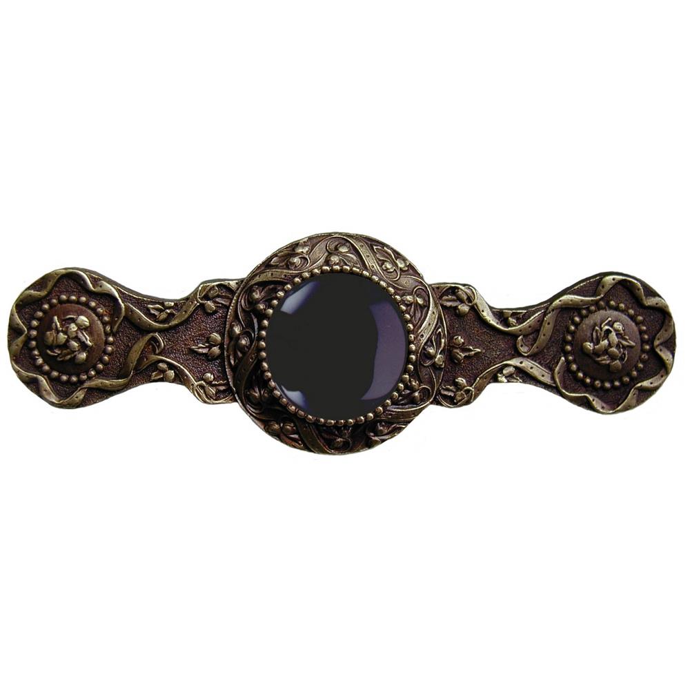 Notting Hill NHP-624-AB-O Victorian Jewel Pull Antique Brass/Onyx
